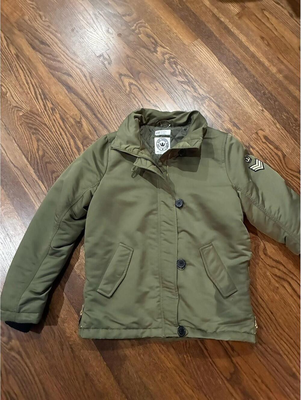 H&M Youth 14Y+ Army Green Padded Flight Jacket "She Who Dares Wins" Military